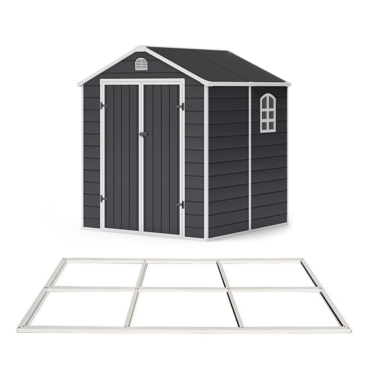 Lotus Sono Plastic Storage Shed - 6x6 with Foundation Kit