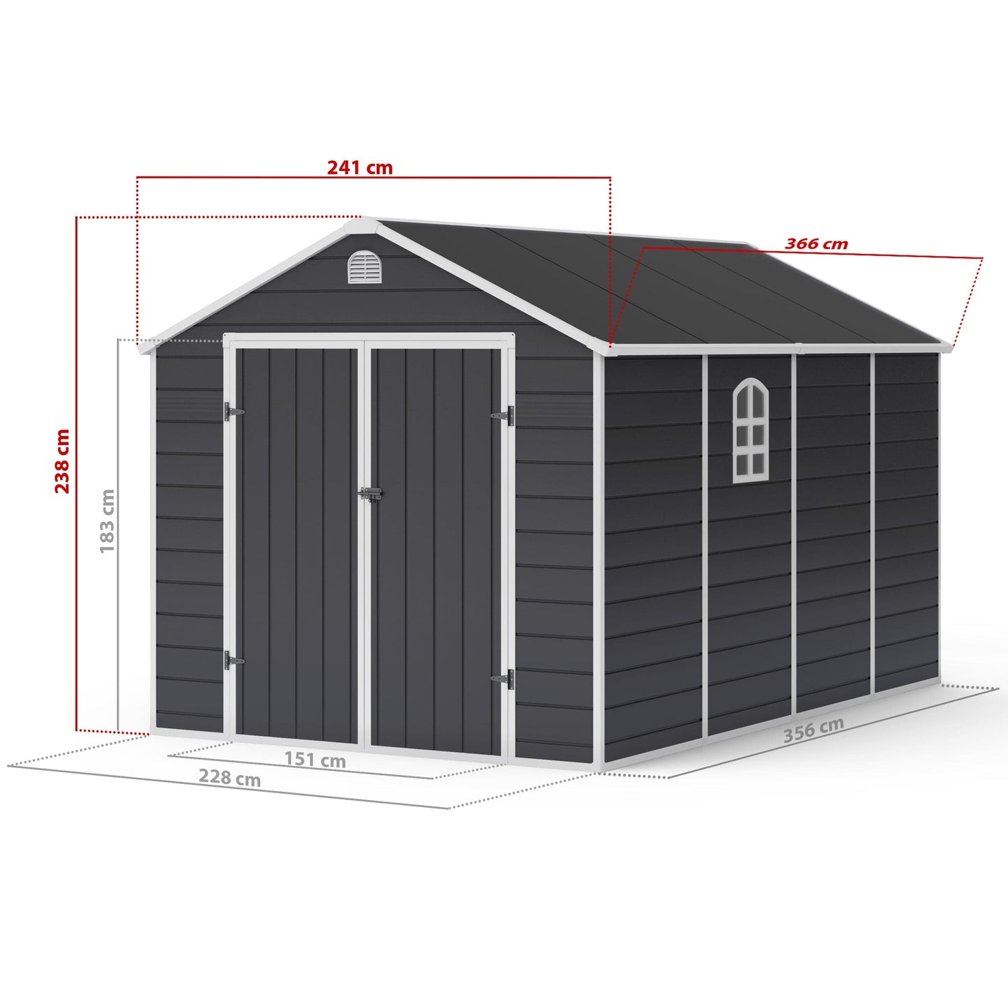 Lotus Sono Plastic Storage Shed - 8x12 with Foundation Kit