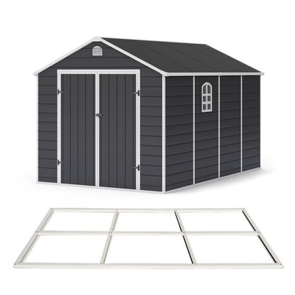 Lotus Sono Plastic Storage Shed - 8x12 with Foundation Kit