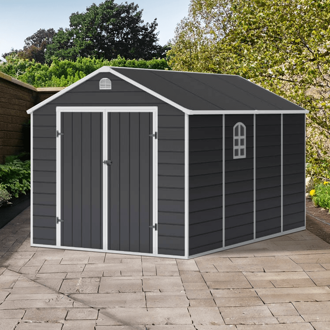 Lotus Sono Plastic Storage Shed - 8x12 with Foundation Kit