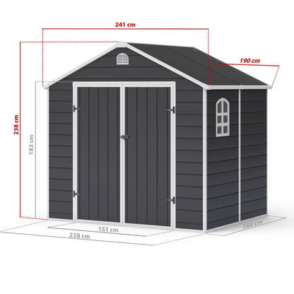 Lotus Sono Plastic Storage Shed - 8x6 with Foundation Kit