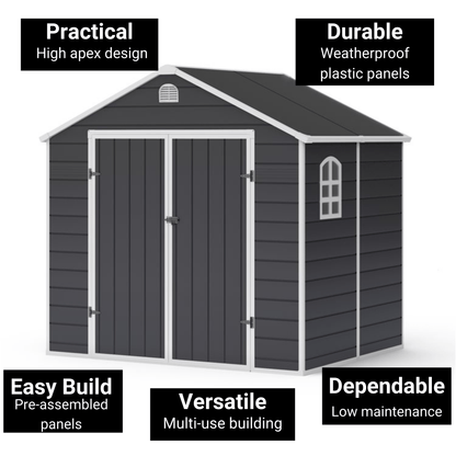 Lotus Sono Plastic Storage Shed - 8x6 with Foundation Kit