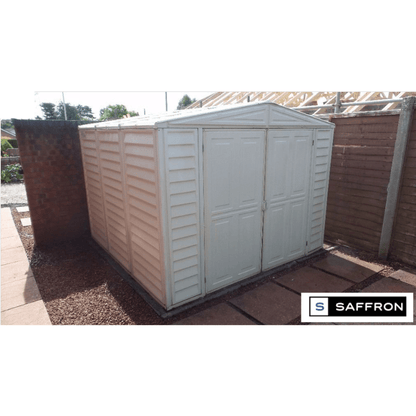 Saffron 8x8ft Vinyl Shed with Foundation Kit