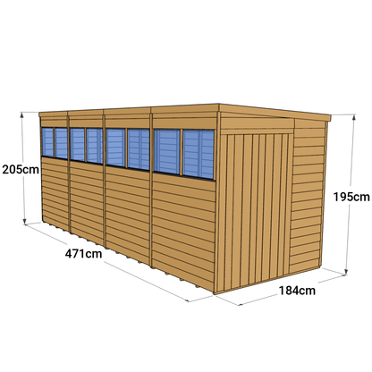 Store More 16 x 6 Pressure Treated Overlap Pent Shed
