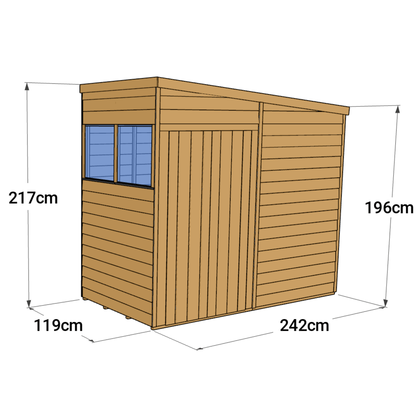 Store More 4 x 8 Pressure Treated Overlap Pent Shed