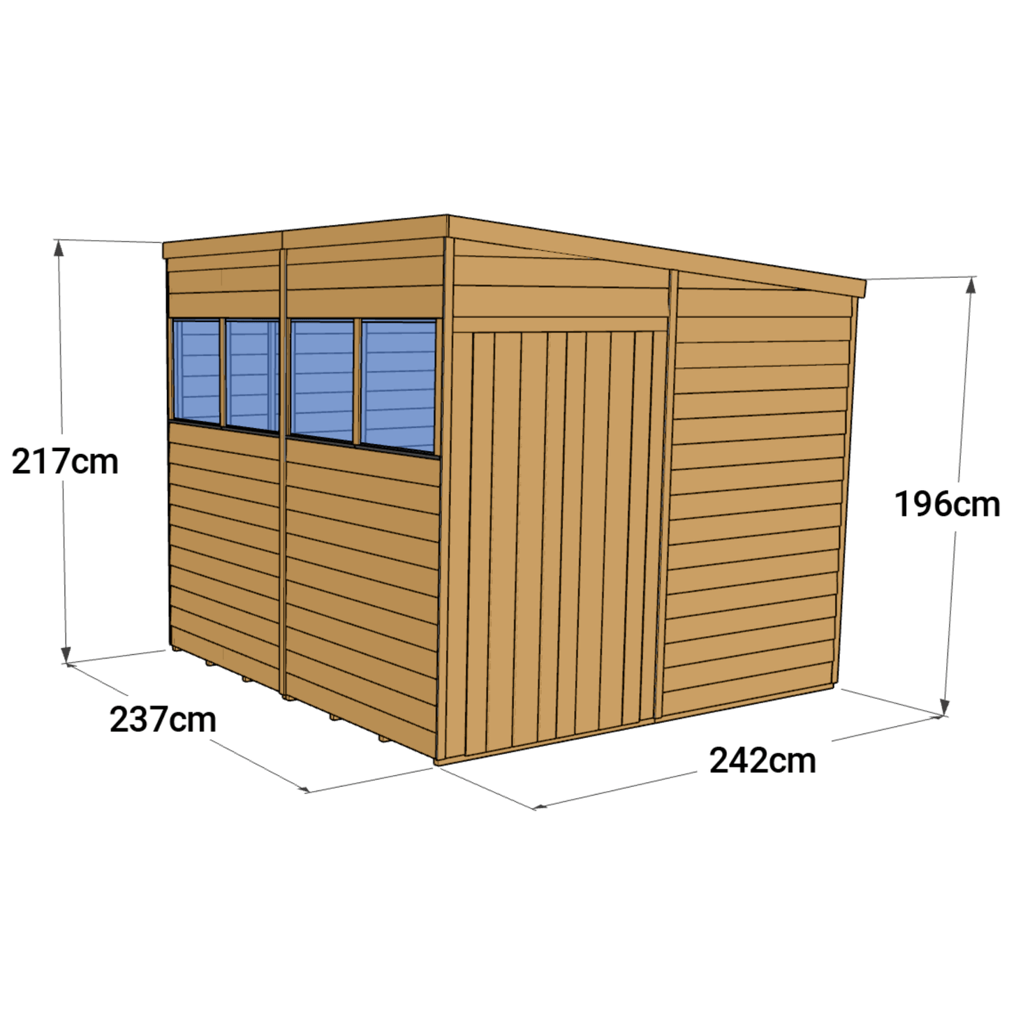 Store More 8 x 8 Pressure Treated Overlap Pent Shed