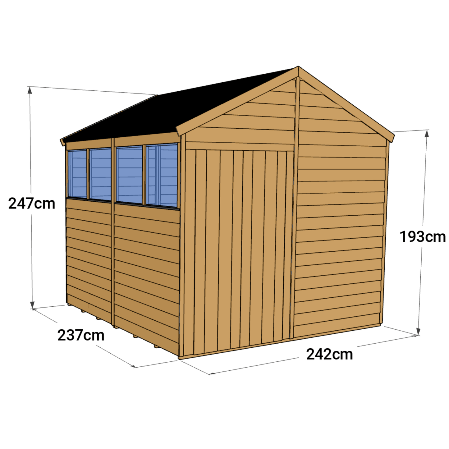 Store More 8x8 Shed Apex Overlap Windowed