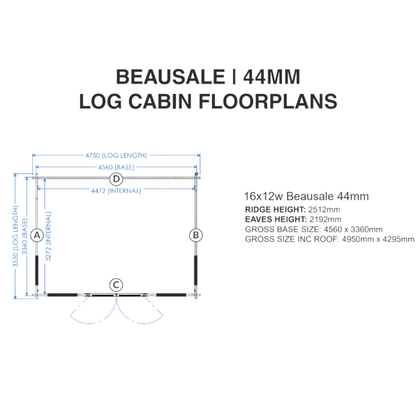Wildlands 16 x 12 The Beausale 44mm Log Cabin