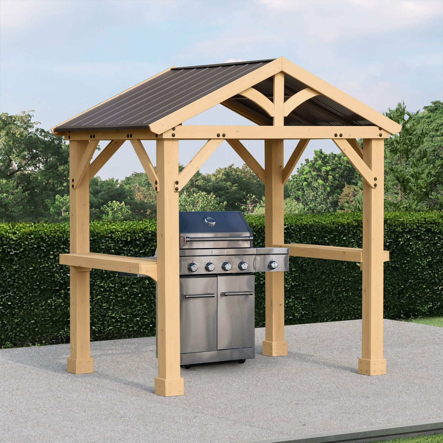 Yardistry 5.8ft x 8ft (1.7m x 2.4m) Meridian Grilling Pavilion Gazebo