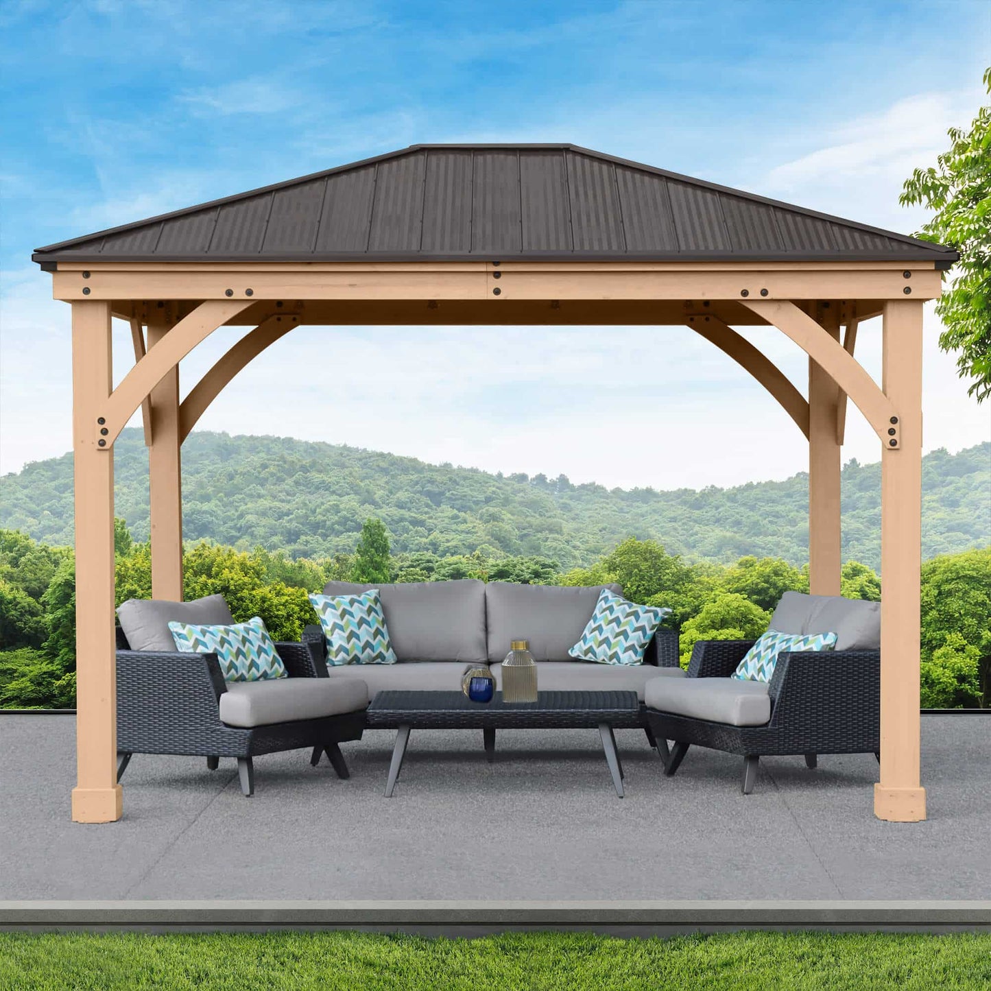 Yardistry Meridian 10ft x 12ft (3m x 3.7m) Wooden Gazebo