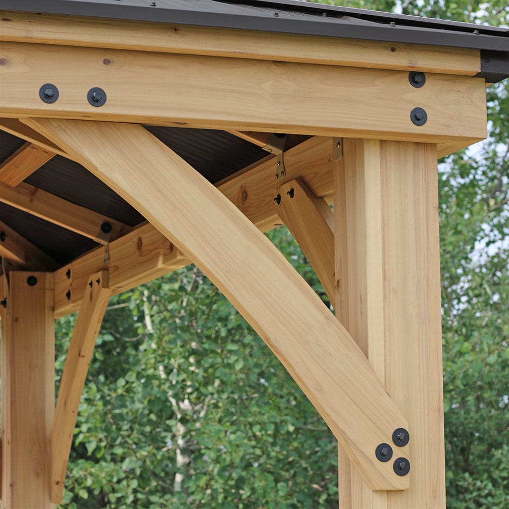 Yardistry 10ft x 10ft (3m x 3m) Meridian Gazebo with Double Privacy Wall