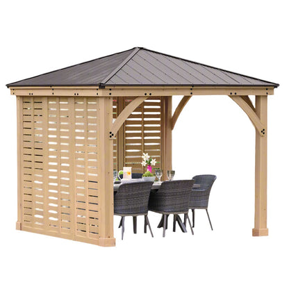 Yardistry 10ft x 10ft (3m x 3m) Meridian Gazebo with Double Privacy Wall