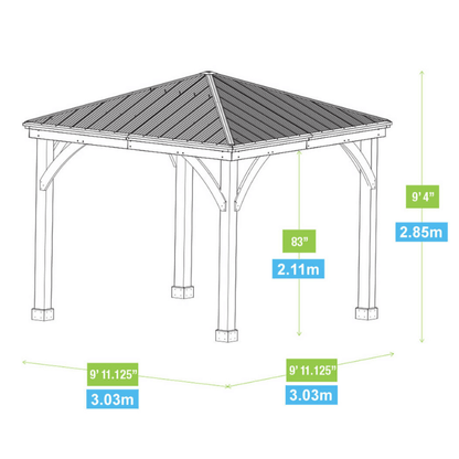 Yardistry 10ft x 10ft (3m x 3m) Meridian Gazebo with Double Privacy Wall