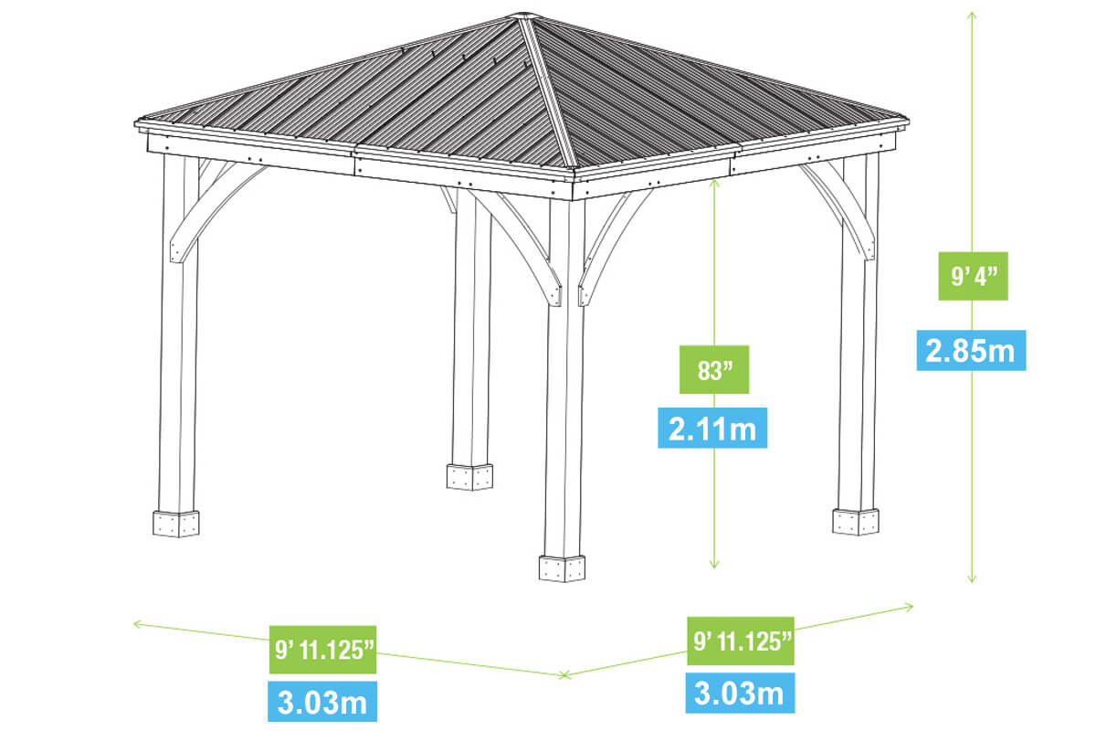 Yardistry 10ft x 10ft (3m x 3m) Meridian Gazebo with Triple Privacy Wall