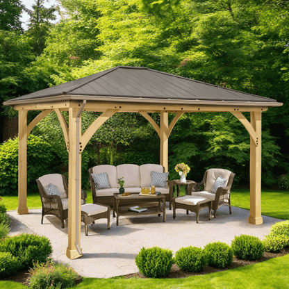 Yardistry 12ft x 14ft (4.3 x 3.7m) Meridian Gazebo with Rain Guttering