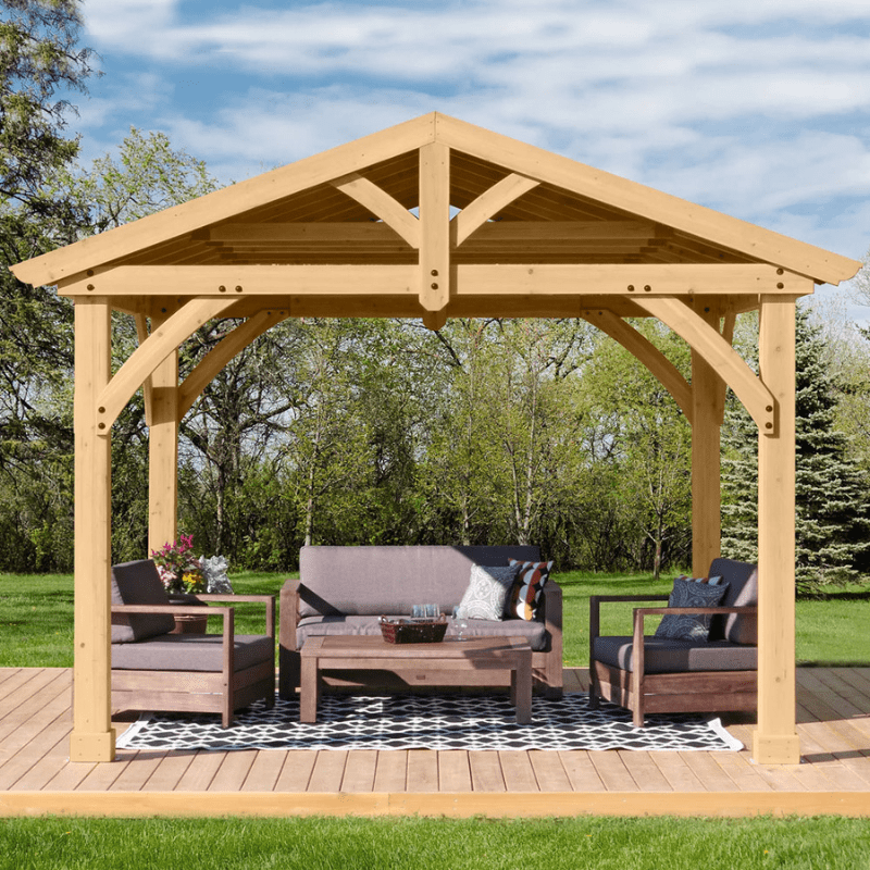 Yardistry Carolina Wooden Pavilion with Roof – 13ft x 11ft (4m x 3.4m)