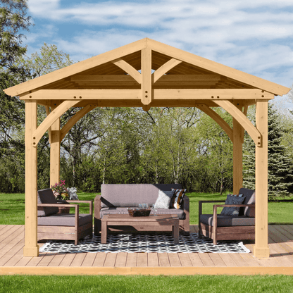 Yardistry Carolina Wooden Pavilion with Roof – 13ft x 11ft (4m x 3.4m)