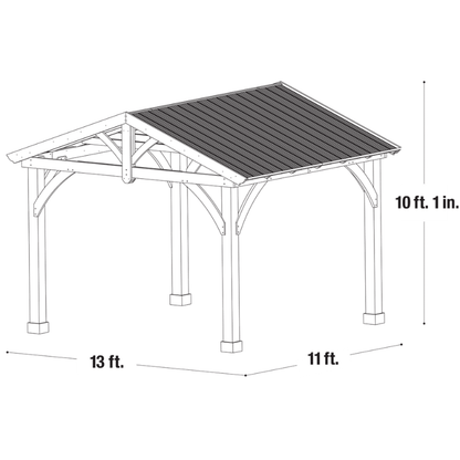 Yardistry Carolina Wooden Pavilion with Roof – 13ft x 11ft (4m x 3.4m)