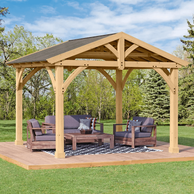 Yardistry Carolina Wooden Pavilion with Roof – 13ft x 11ft (4m x 3.4m)
