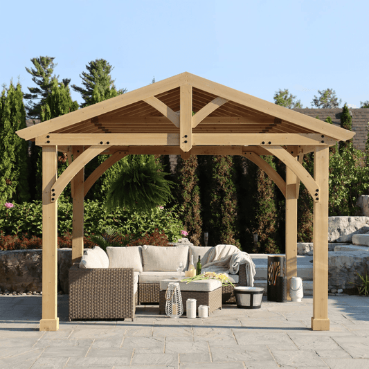 Yardistry Carolina Wooden Pavilion with Roof – 13ft x 11ft (4m x 3.4m)