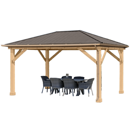 Yardistry Meridian Gazebo 12ft x 16ft (3.7m x 4.9m) with Rain Guttering