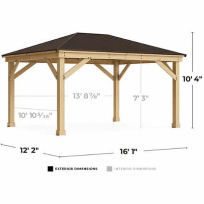 Yardistry Meridian Gazebo 12ft x 16ft (3.7m x 4.9m) with Rain Guttering