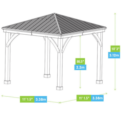Yardistry Wooden Gazebo 12ft x 12ft (3.7m x 3.7m), Meridian Series