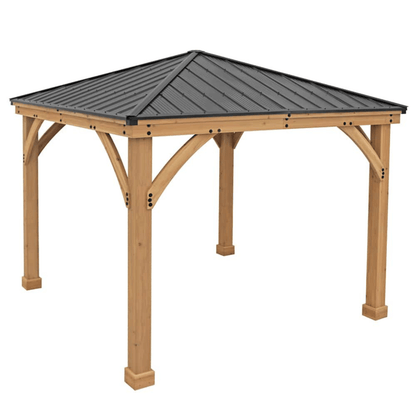 Yardistry Wooden Gazebo 12ft x 12ft (3.7m x 3.7m) with Rain Guttering Meridian Series
