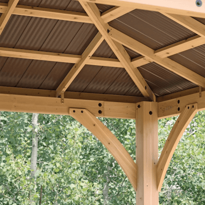 Yardistry Wooden Gazebo 12ft x 12ft (3.7m x 3.7m) with Rain Guttering Meridian Series