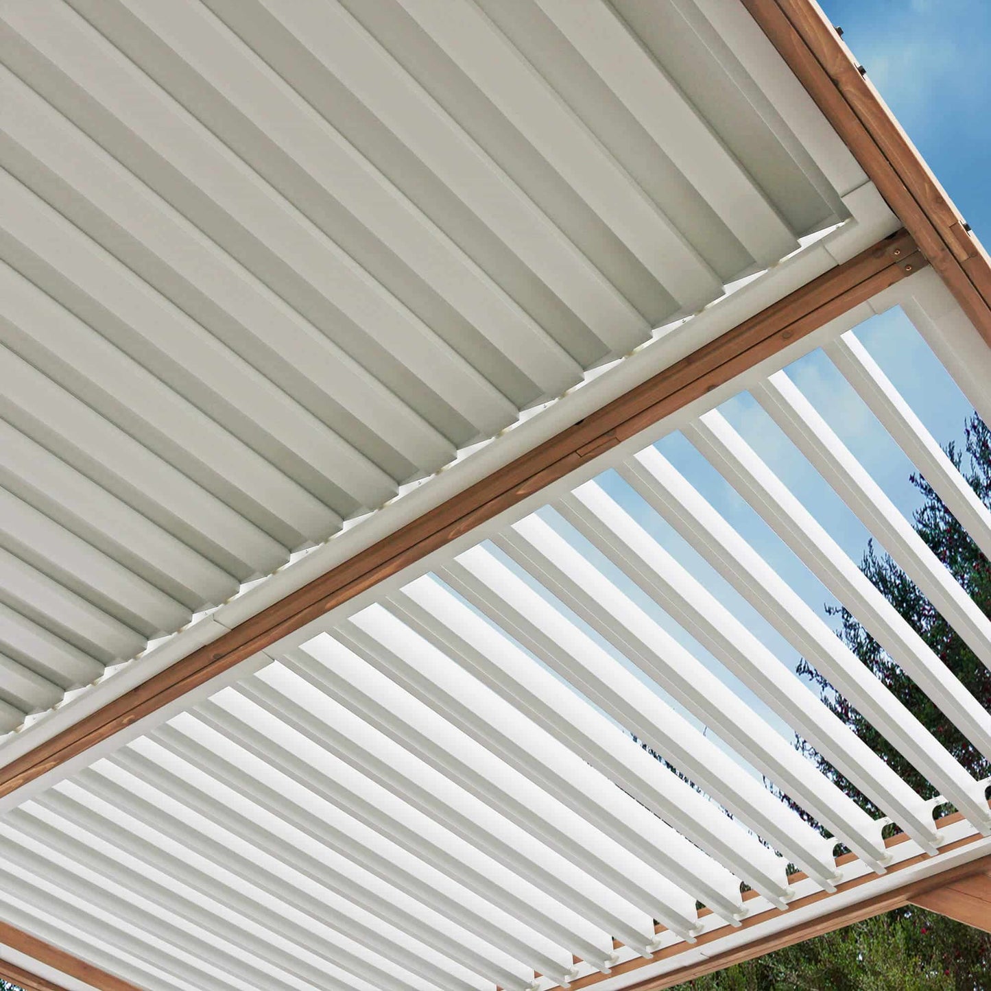 Yardistry 14 x 12 Wooden Pergola With Louvered Roof