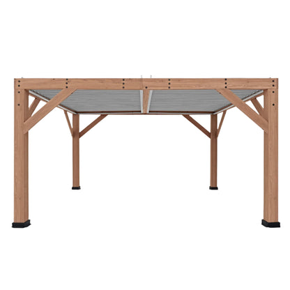 Yardistry 14 x 12 Wooden Pergola With Louvered Roof