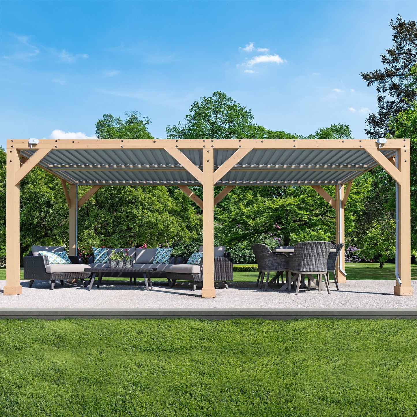 Yardistry 10ft x 20ft (3m x 6m) Meridian Pergola with Louvered Roof