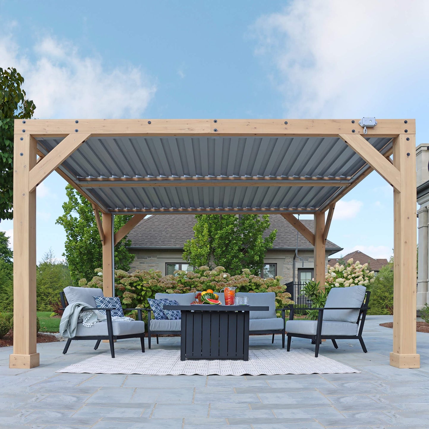 Yardistry 10ft x 12ft (3m x 3.7m) Meridian Pergola with Louvered Roof
